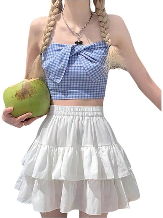 Dresses & Skirts - Women's Tiered Ruffle Mini Skirt Low Waisted Flowy Boho Western Short Skater Ski